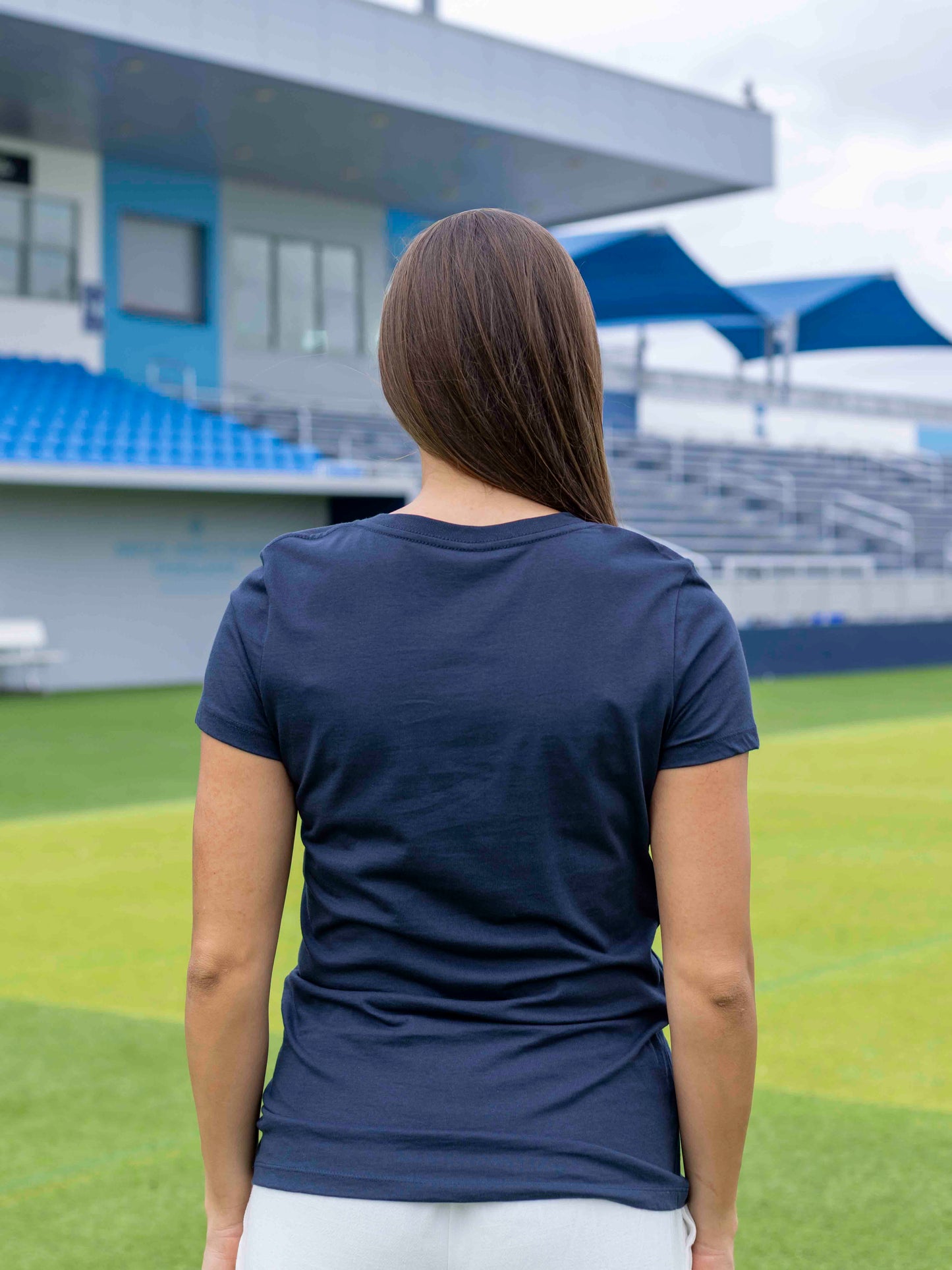 Naples Pier Tribute Ladies Vneck Navy