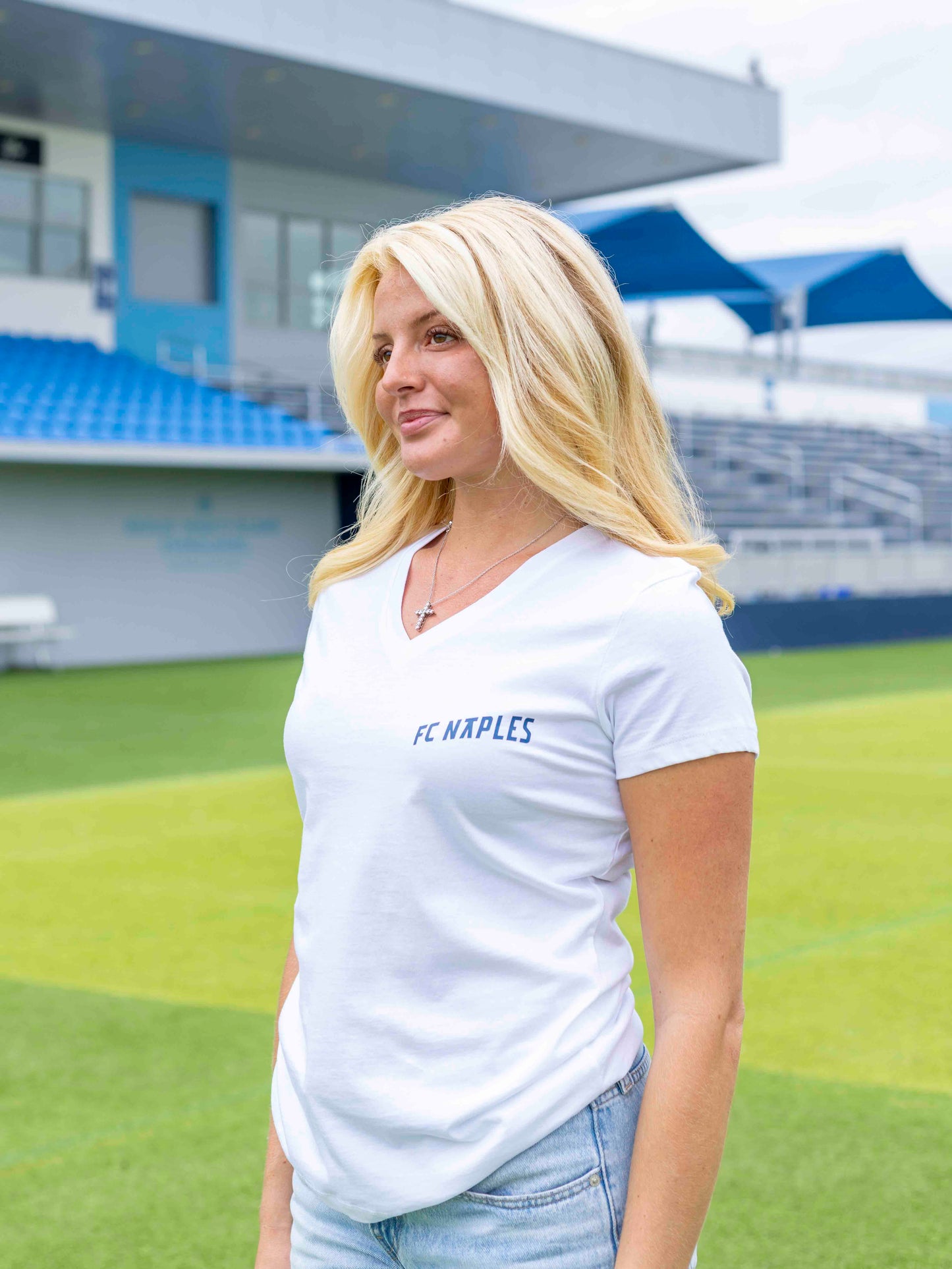 Fc Naples Ladies Vneck white