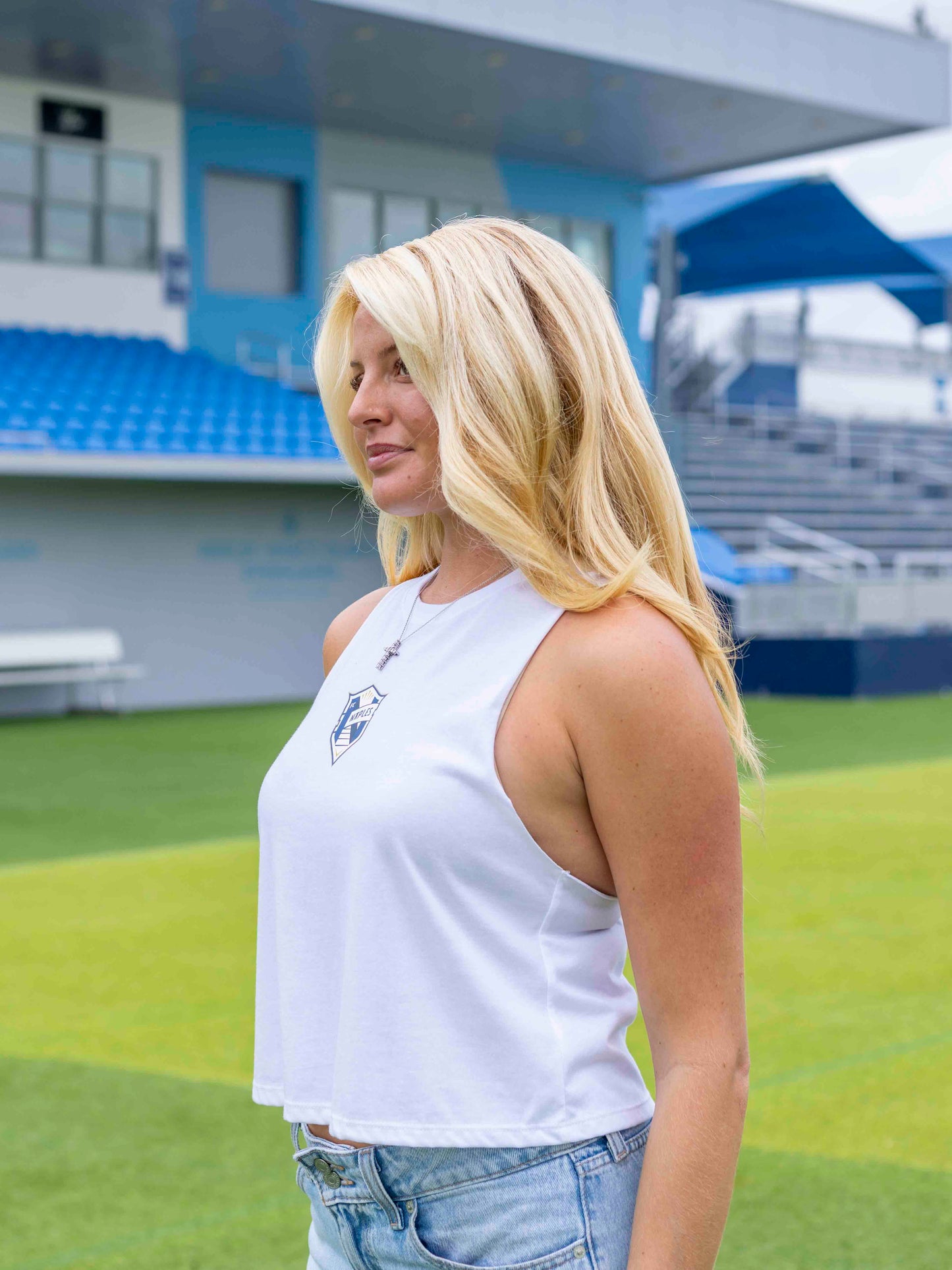 Fc Naples Ladies Crop Tank White